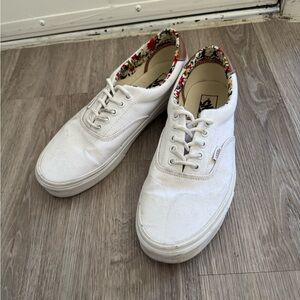 Vans White Sneakers with Floral Interior